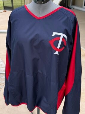 Majestic Navy and Red Authentic MLB Pullover
